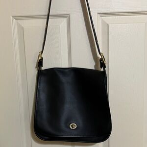 Coach Stewardess Bag 9525 Elegant Black Leather Shoulder Bag